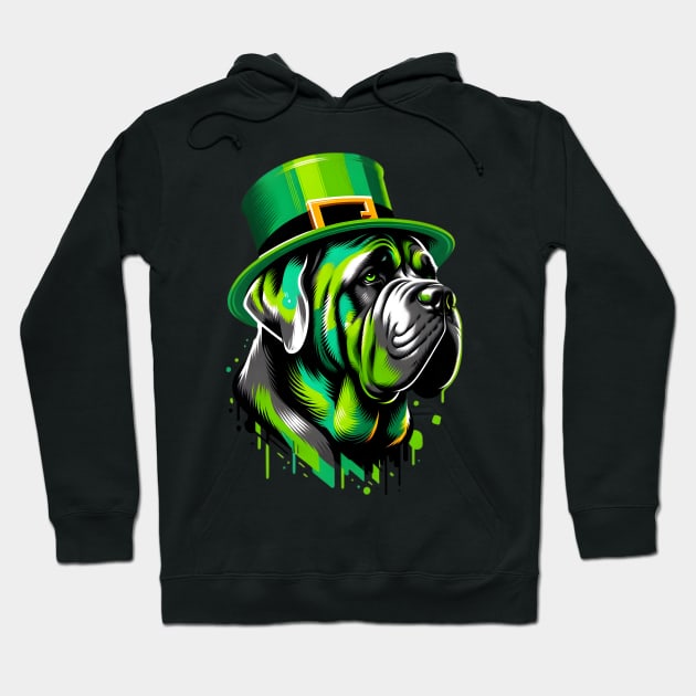 Neapolitan Mastiff's Lively Saint Patrick's Day Pose Hoodie by ArtRUs